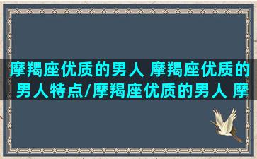 摩羯座优质的男人 摩羯座优质的男人特点/摩羯座优质的男人 摩羯座优质的男人特点-我的网站